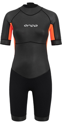2026 Orca Womens Vitalis Back Zip Open Water Swim Shorty Wetsuit NN6Y - Black